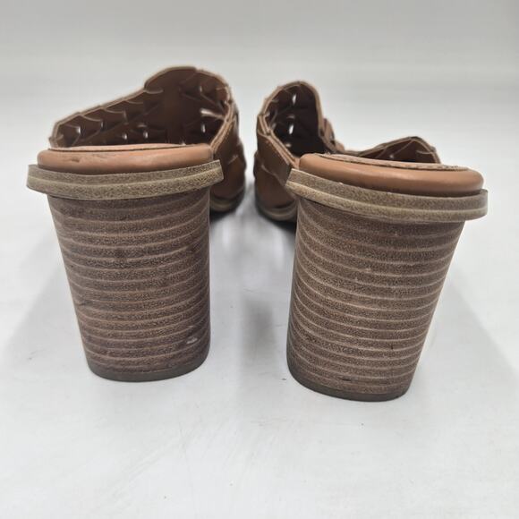 Marc Fisher Sandals Womens 9 M Melita Brown Slip on Strappy Slip-On Block Heels - Picture 4 of 7